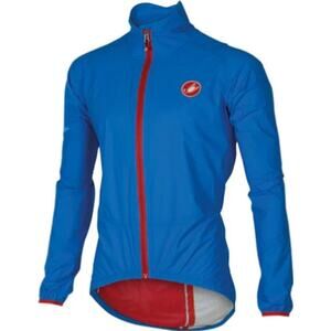 Castelli Riparo Rain Jacket Zip Up Colorblock Back Pocket Outdoor Blue Red XL
